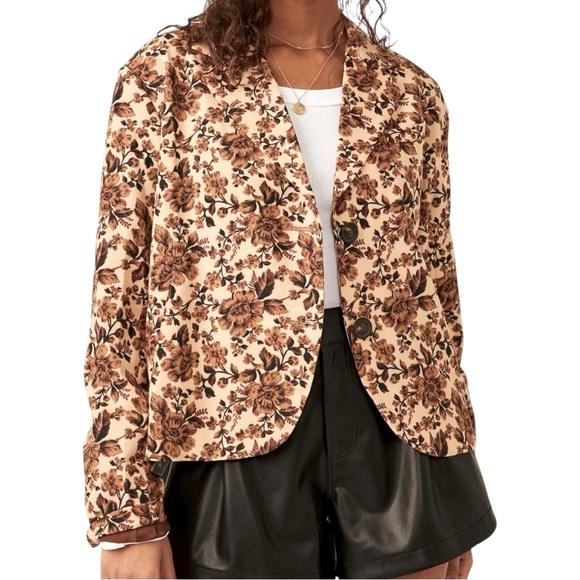 Free People Cali Floral Print Boxy Single Breasted Blazer - Picture 2 of 11
